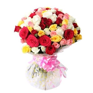 50 Assorted Colourful Roses Bouquet